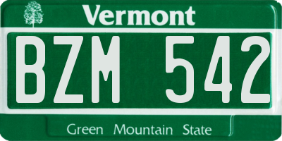 VT license plate BZM542