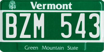 VT license plate BZM543