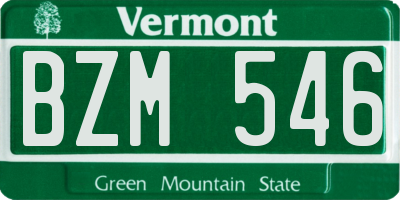 VT license plate BZM546