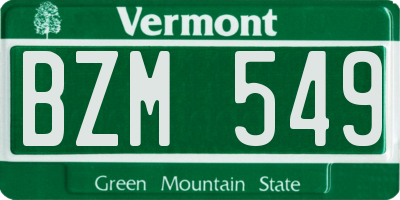 VT license plate BZM549