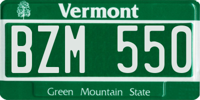 VT license plate BZM550