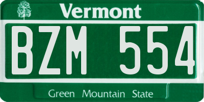 VT license plate BZM554