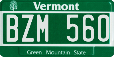 VT license plate BZM560