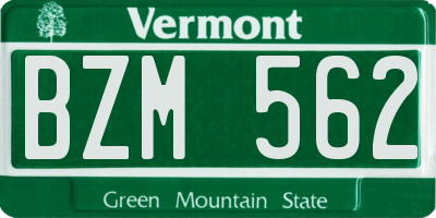 VT license plate BZM562
