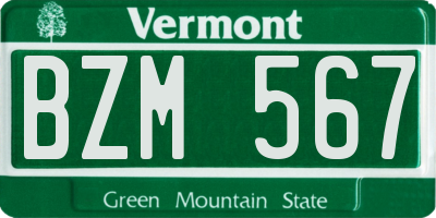 VT license plate BZM567