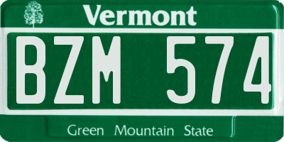 VT license plate BZM574