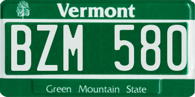 VT license plate BZM580