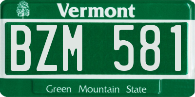VT license plate BZM581
