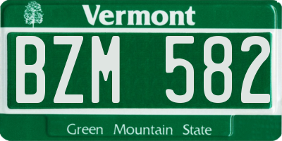 VT license plate BZM582