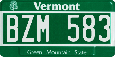 VT license plate BZM583