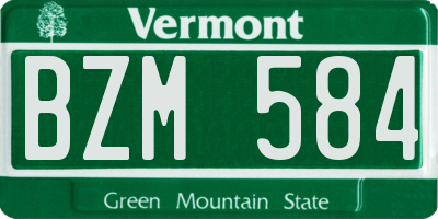 VT license plate BZM584