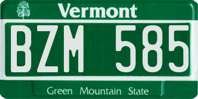 VT license plate BZM585