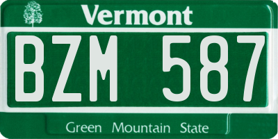 VT license plate BZM587