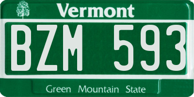 VT license plate BZM593