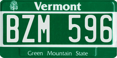 VT license plate BZM596