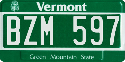 VT license plate BZM597