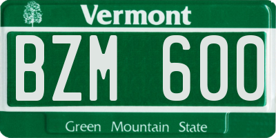 VT license plate BZM600