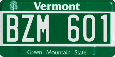 VT license plate BZM601