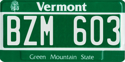 VT license plate BZM603