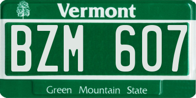 VT license plate BZM607