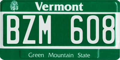 VT license plate BZM608