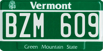 VT license plate BZM609