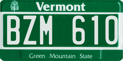 VT license plate BZM610