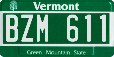 VT license plate BZM611