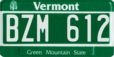 VT license plate BZM612