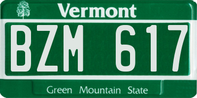 VT license plate BZM617