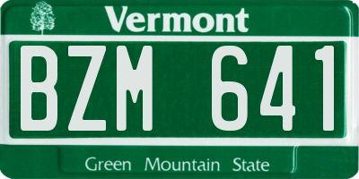 VT license plate BZM641