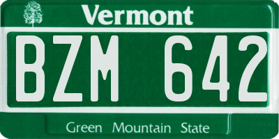 VT license plate BZM642