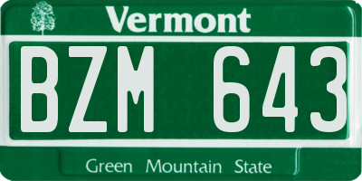 VT license plate BZM643