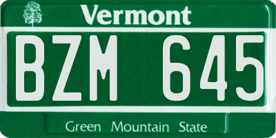 VT license plate BZM645