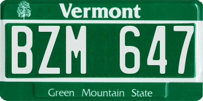 VT license plate BZM647