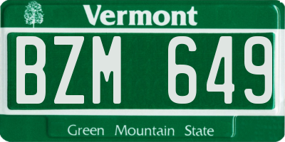 VT license plate BZM649