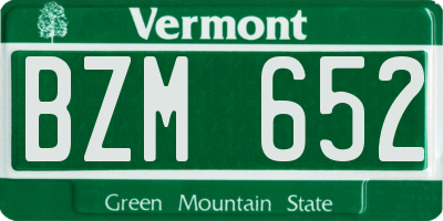 VT license plate BZM652