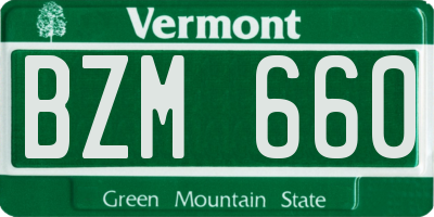 VT license plate BZM660
