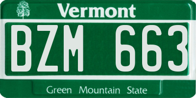 VT license plate BZM663