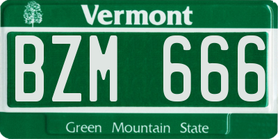 VT license plate BZM666