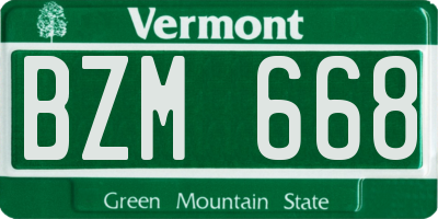 VT license plate BZM668