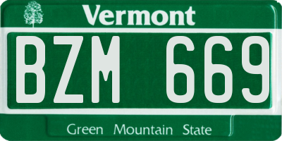 VT license plate BZM669