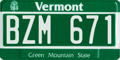 VT license plate BZM671
