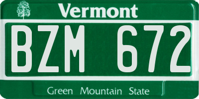 VT license plate BZM672