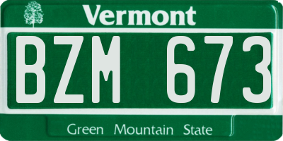 VT license plate BZM673