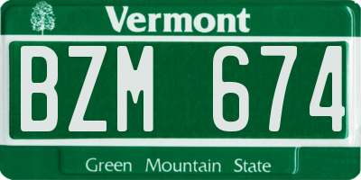 VT license plate BZM674
