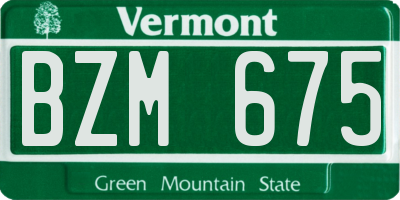 VT license plate BZM675