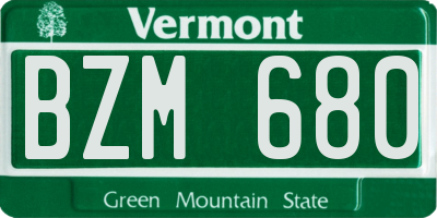 VT license plate BZM680