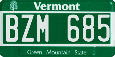 VT license plate BZM685