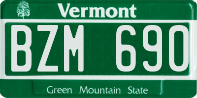 VT license plate BZM690